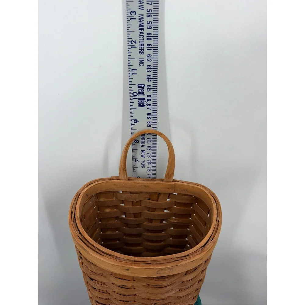 Vtg Longaberger Woven Wood Splint Hanging Wall Basket Pocket Farmhouse Decor